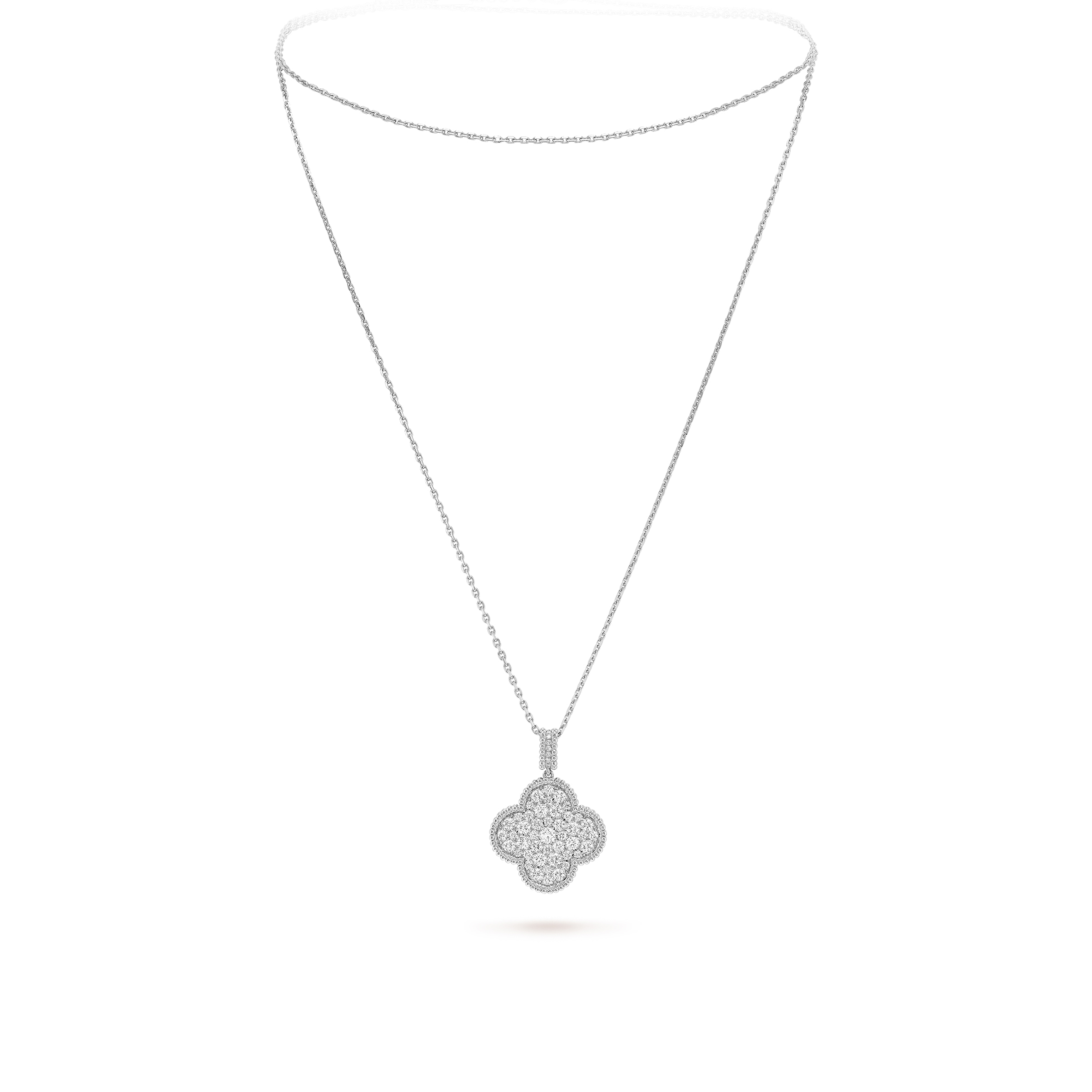 VAN CLEEF & ARPELS MAGIC ALHAMBRA LONG NECKLACE, 1 MOTIF - WHITE GOLD, DIAMOND  VCARO49O00